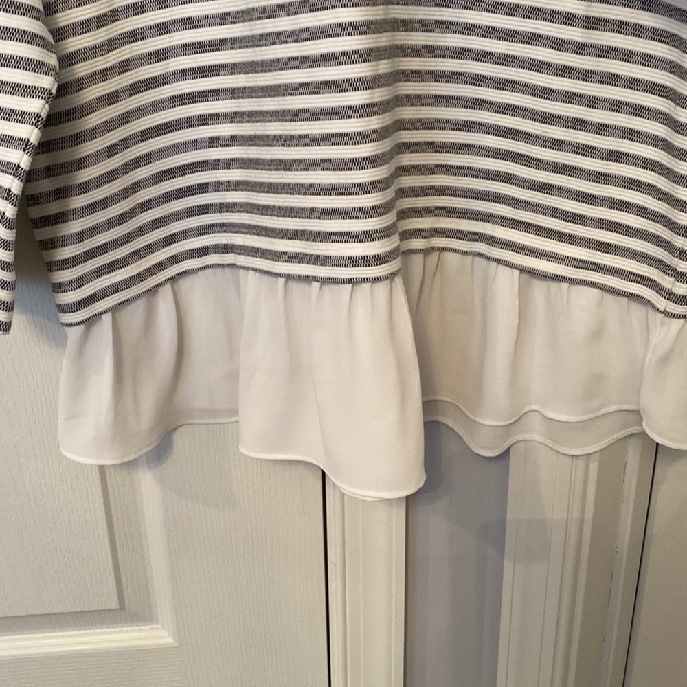 LOFT Striped Ruffle Sweatshirt - Picture 3 of 4